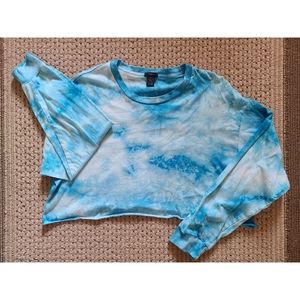 Blue Tie Dye Cropped Long Sleeve